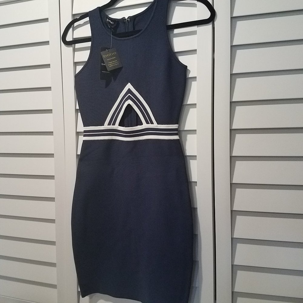 COPY - Bebe Navy Blue body hugging Dress